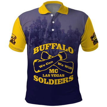Personalized African American Buffalo Soldier Polo Shirt We Can We Will - Navy Blue LT15