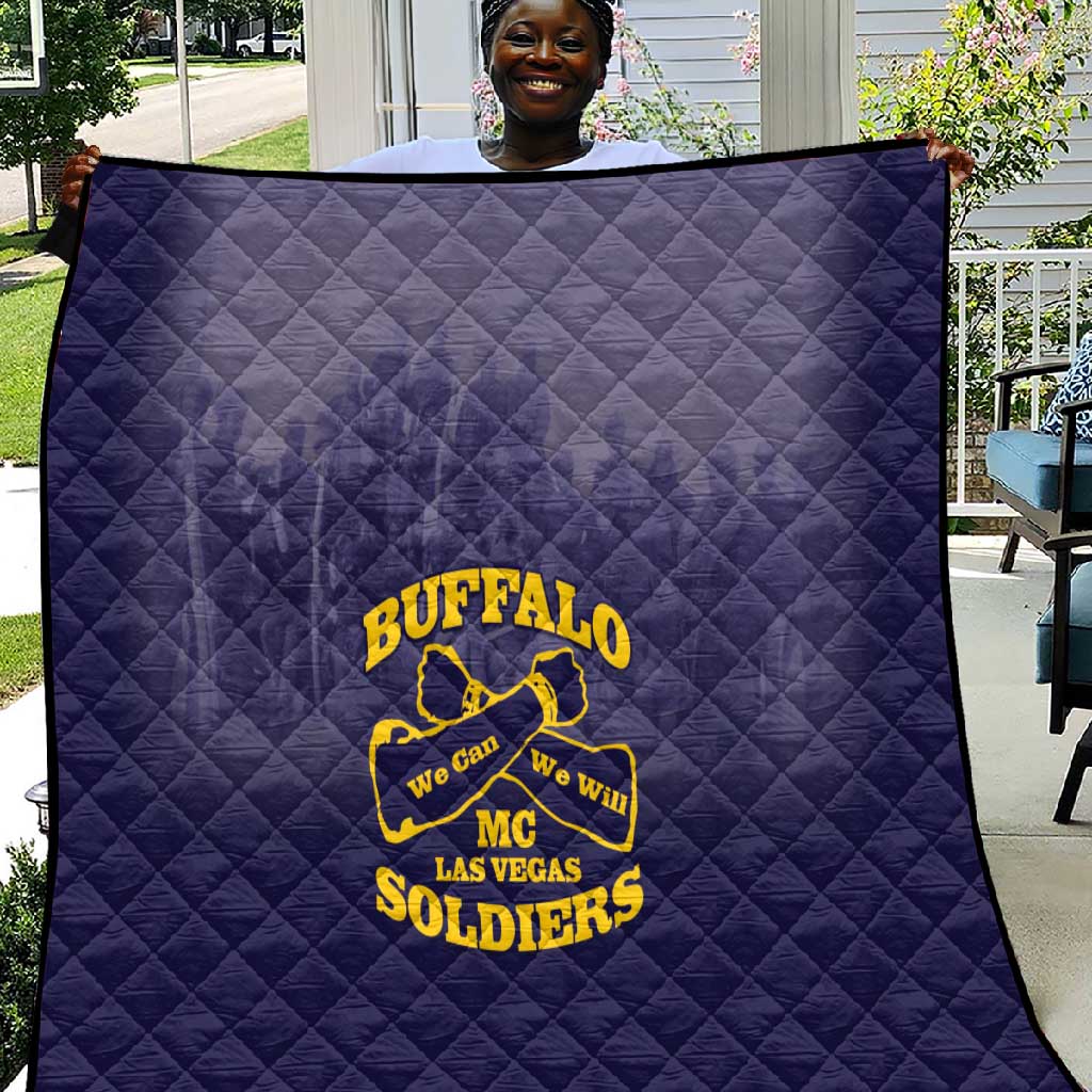 Buffalo Soldier Quilt African American Heroes - Navy Blue LT15
