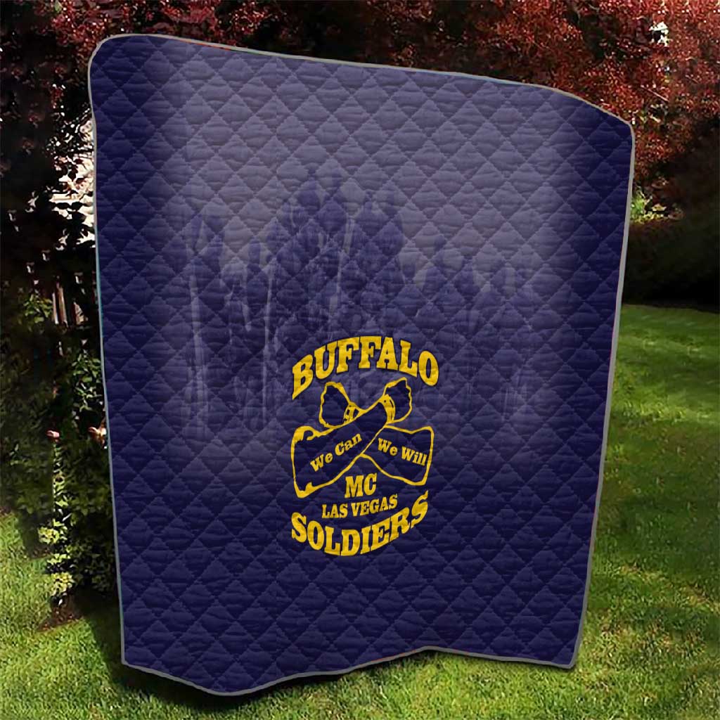 Buffalo Soldier Quilt African American Heroes - Navy Blue LT15