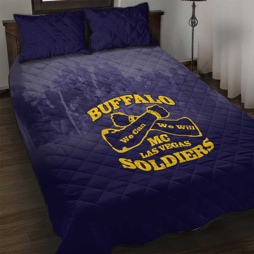 Buffalo Soldier Quilt Bed Set African American Heroes - Navy Blue LT15