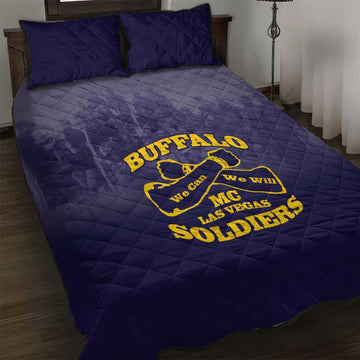 Buffalo Soldier Quilt Bed Set African American Heroes - Navy Blue LT15