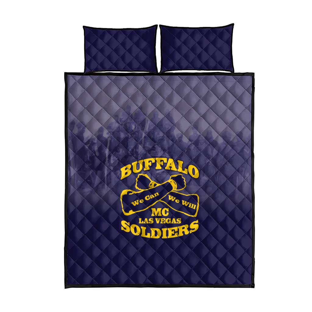 Buffalo Soldier Quilt Bed Set African American Heroes - Navy Blue LT15