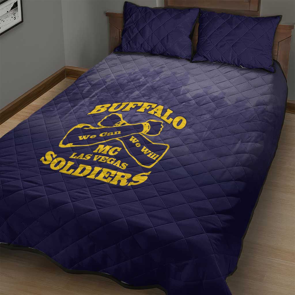 Buffalo Soldier Quilt Bed Set African American Heroes - Navy Blue LT15