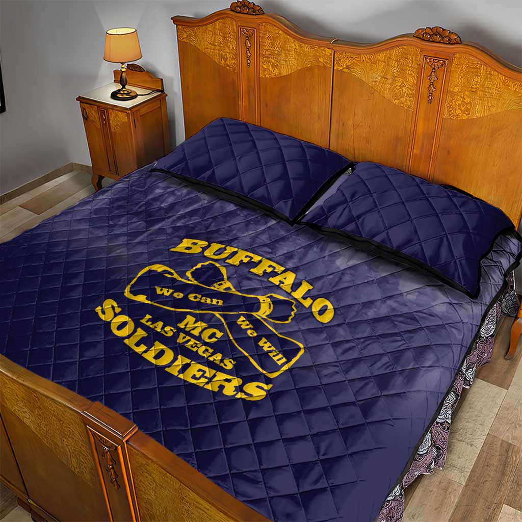 Buffalo Soldier Quilt Bed Set African American Heroes - Navy Blue LT15