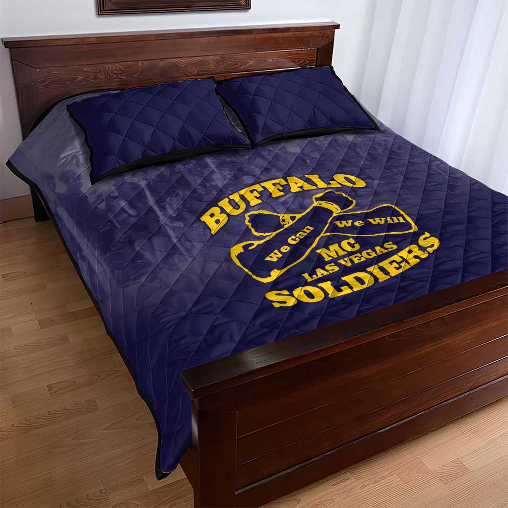 Buffalo Soldier Quilt Bed Set African American Heroes - Navy Blue LT15
