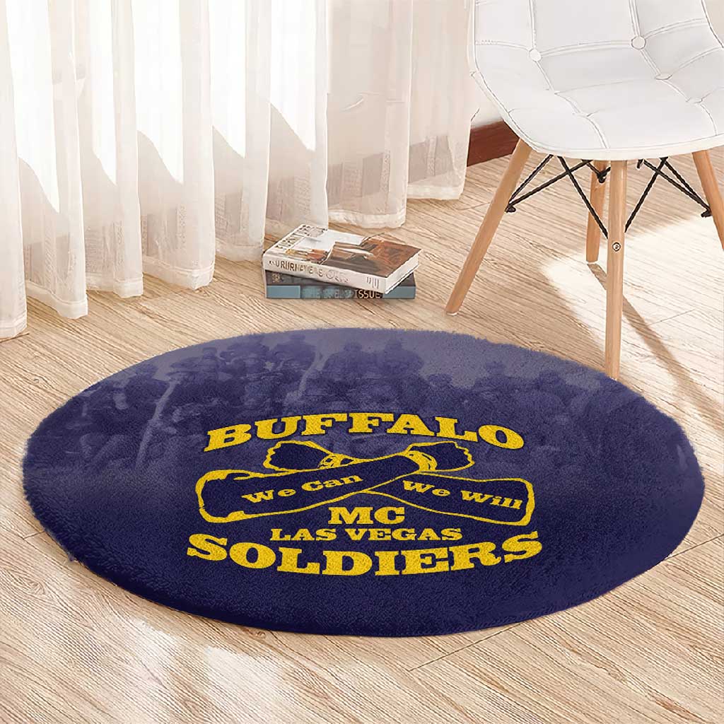 Buffalo Soldier Round Carpet African American Heroes - Navy Blue LT15