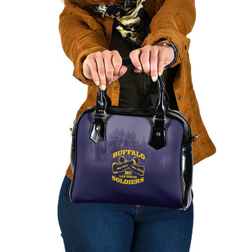 African American Buffalo Soldier Shoulder Handbag We Can We Will - Navy Blue LT15