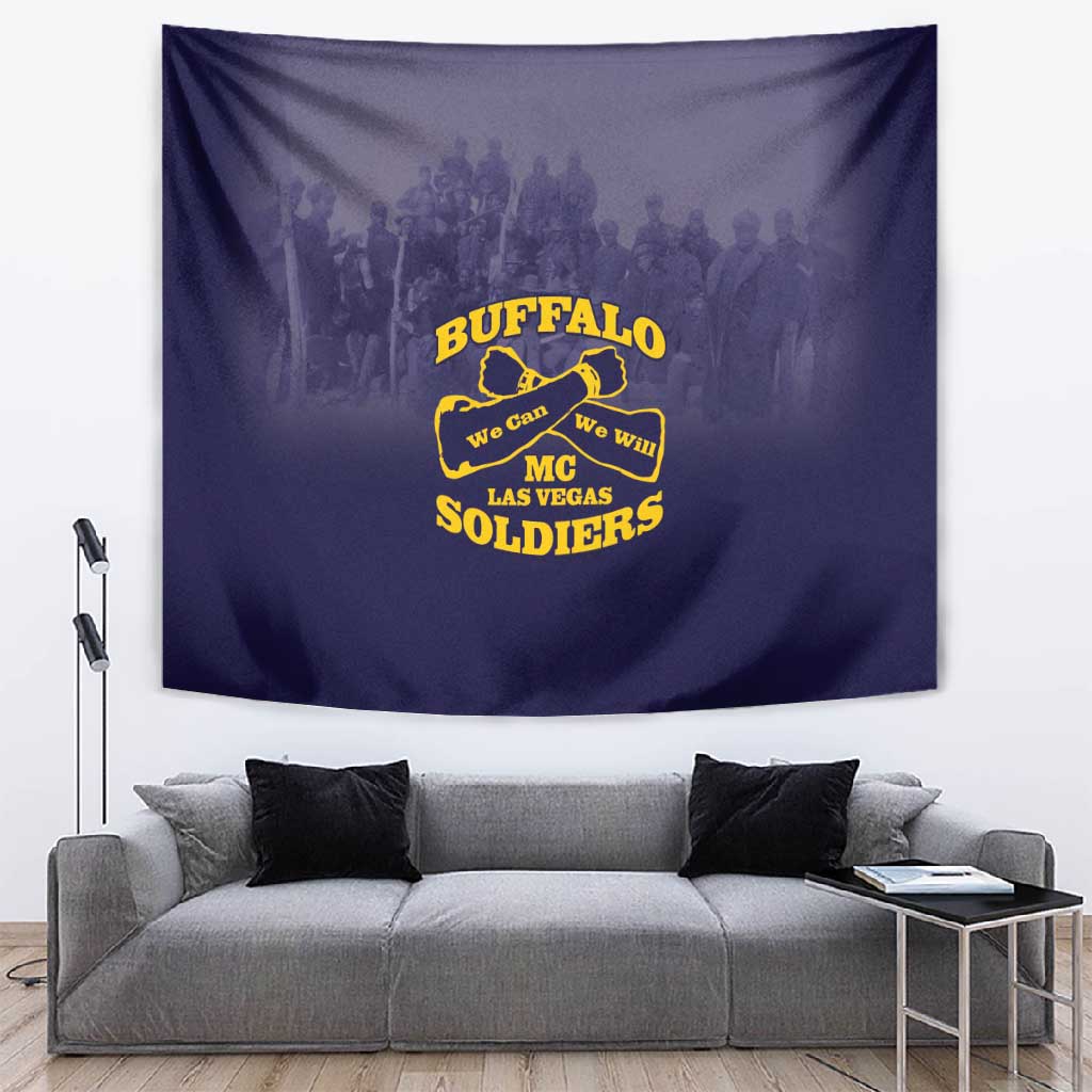 Buffalo Soldier Tapestry African American Heroes - Navy Blue LT15