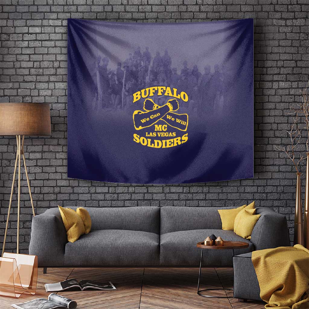 Buffalo Soldier Tapestry African American Heroes - Navy Blue LT15