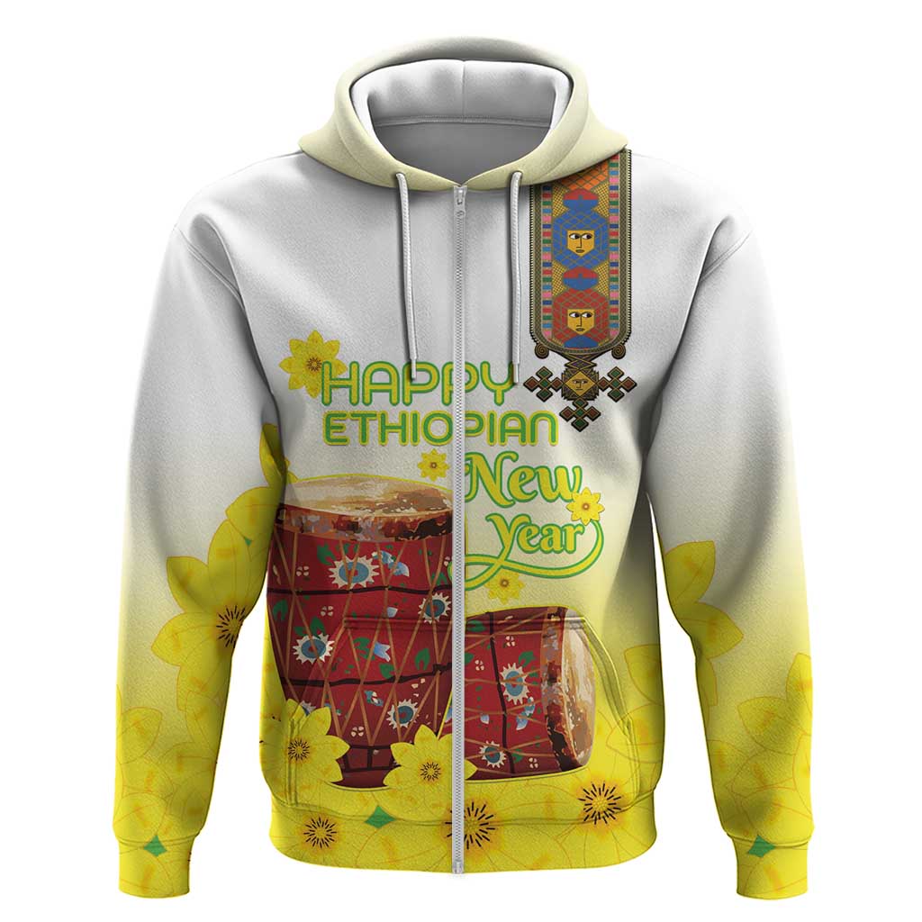 Ethiopian Enkutatash Hoodie Kebero Drum With Adey Abeba Flower LT15