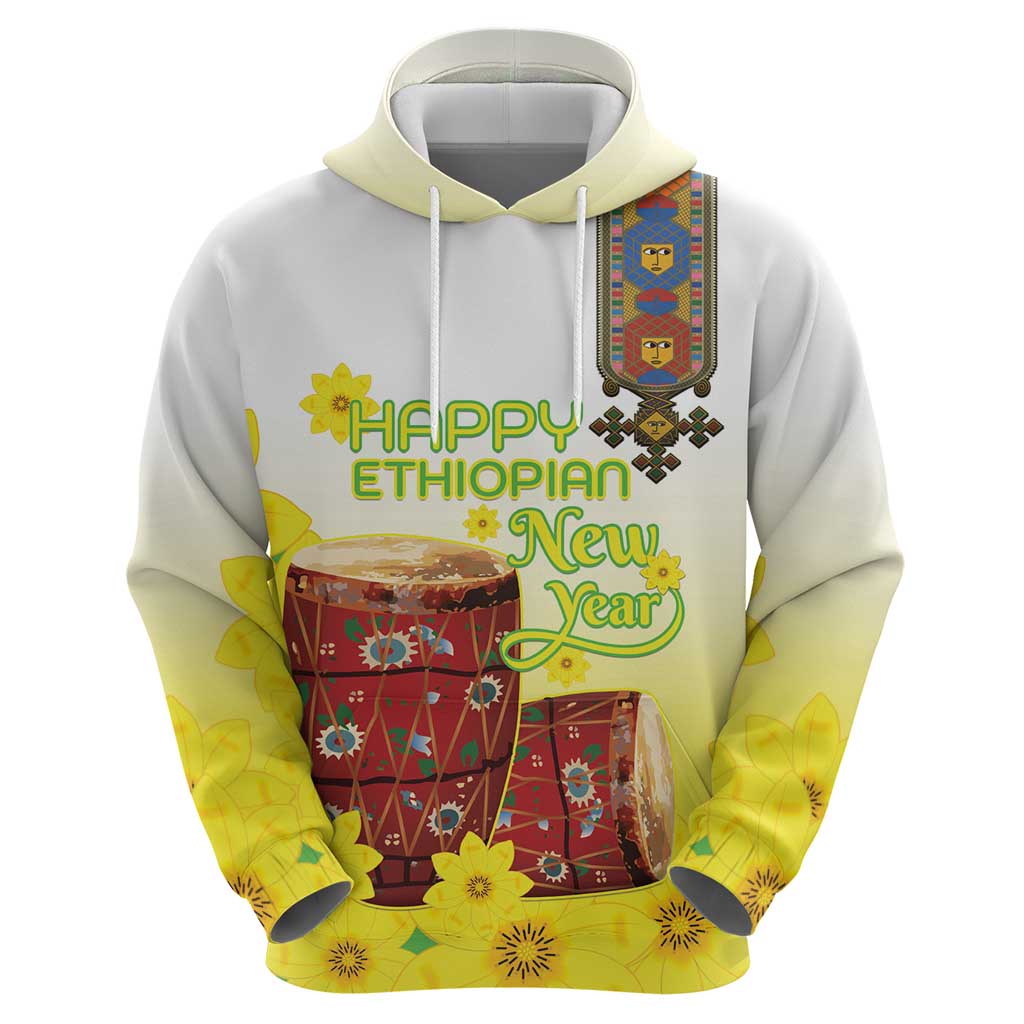 Ethiopian Enkutatash Hoodie Kebero Drum With Adey Abeba Flower LT15