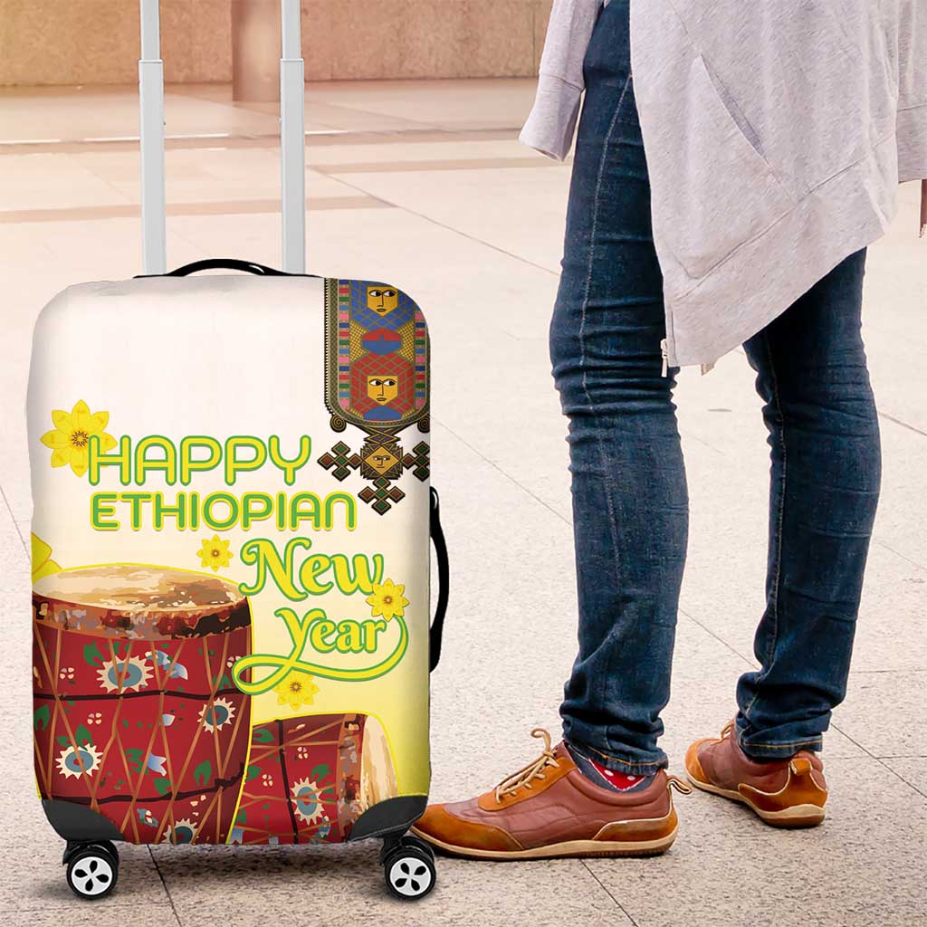 Ethiopian Enkutatash Luggage Cover Kebero Drum With Adey Abeba Flower LT15