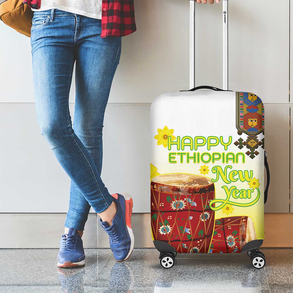 Ethiopian Enkutatash Luggage Cover Kebero Drum With Adey Abeba Flower LT15