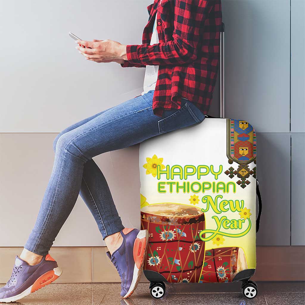 Ethiopian Enkutatash Luggage Cover Kebero Drum With Adey Abeba Flower LT15
