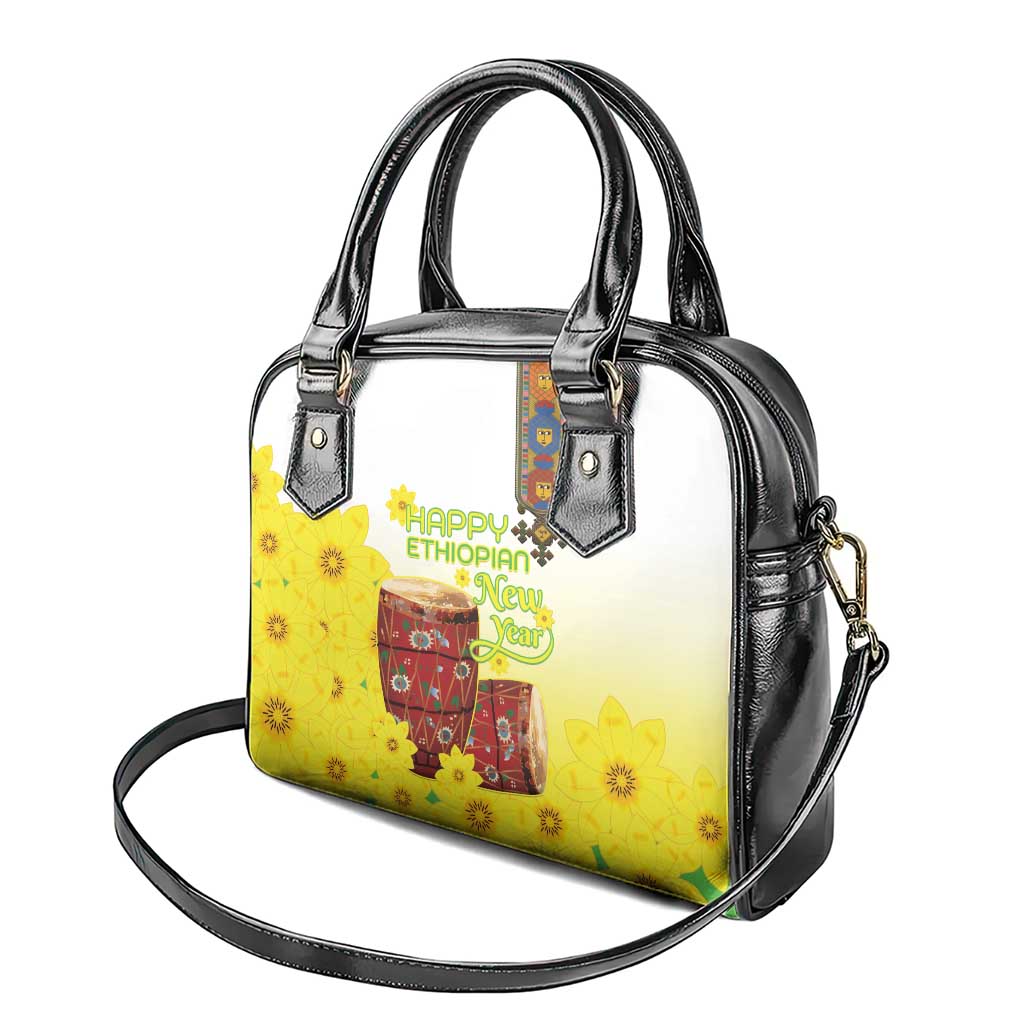 Ethiopian Enkutatash Shoulder Handbag Kebero Drum With Adey Abeba Flower LT15