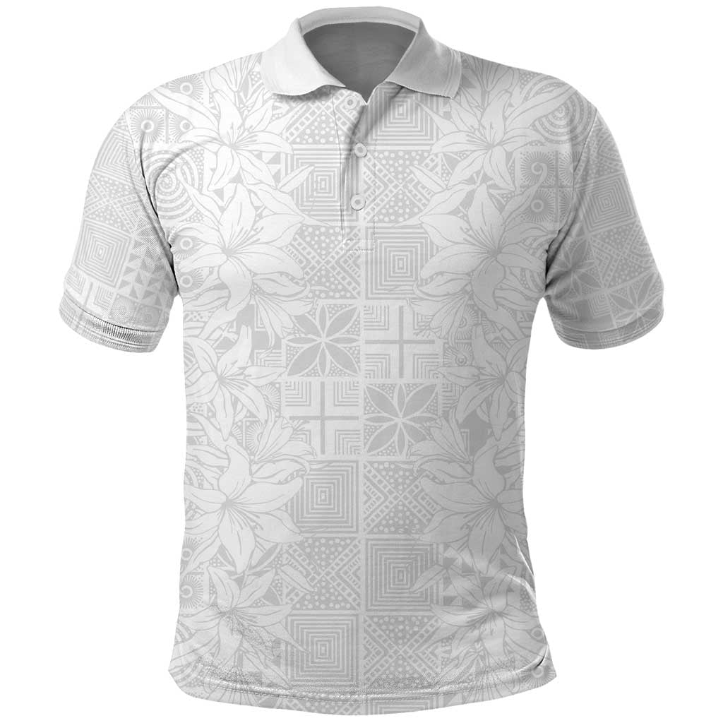 Nigeria Osun-Osogbo Festival Polo Shirt White Lily Lei With Yoruba Pattern LT15