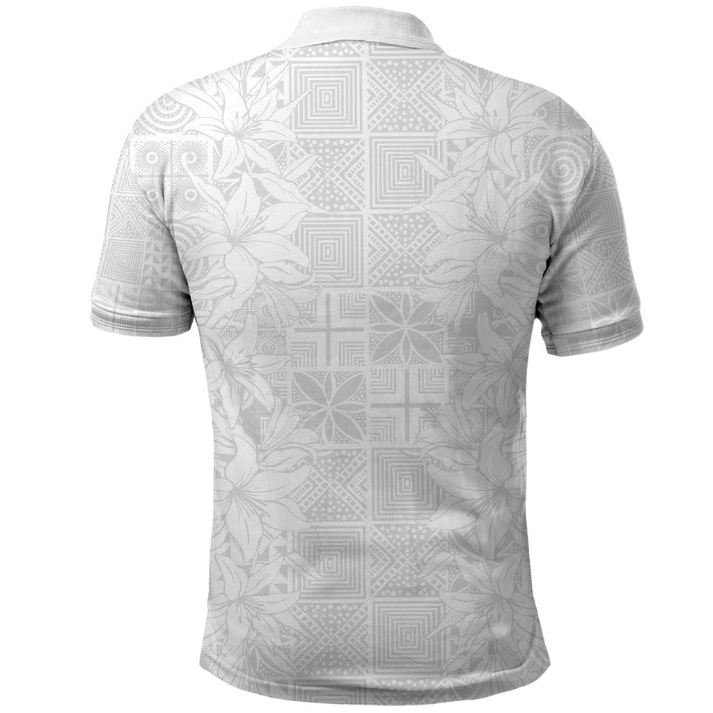Nigeria Osun-Osogbo Festival Polo Shirt White Lily Lei With Yoruba Pattern LT15