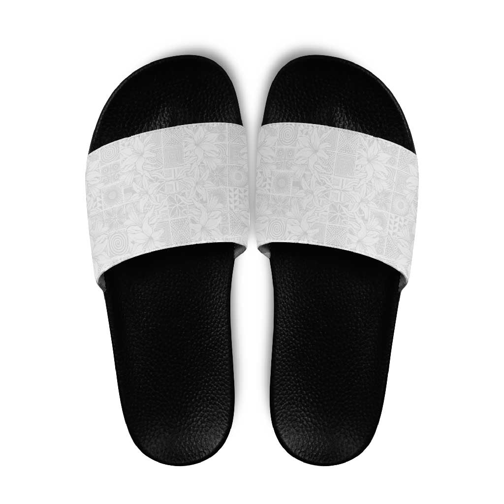 Nigeria Osun-Osogbo Festival Slide Sandals White Lily Lei With Yoruba Pattern LT15