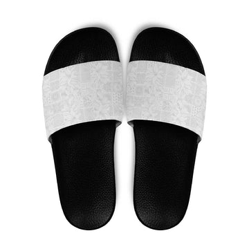 Nigeria Osun-Osogbo Festival Slide Sandals White Lily Lei With Yoruba Pattern LT15