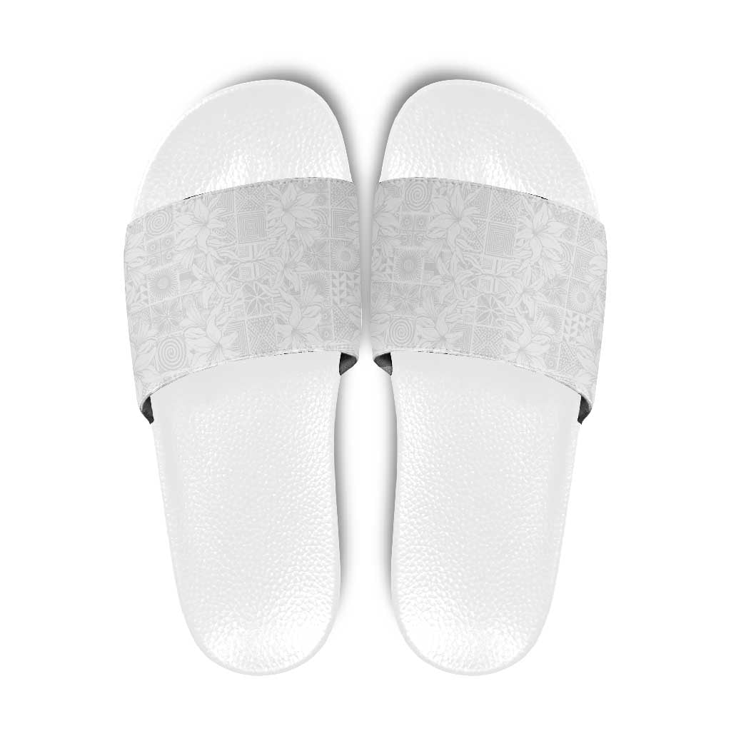 Nigeria Osun-Osogbo Festival Slide Sandals White Lily Lei With Yoruba Pattern LT15