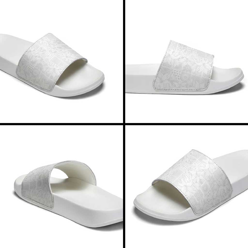Nigeria Osun-Osogbo Festival Slide Sandals White Lily Lei With Yoruba Pattern LT15