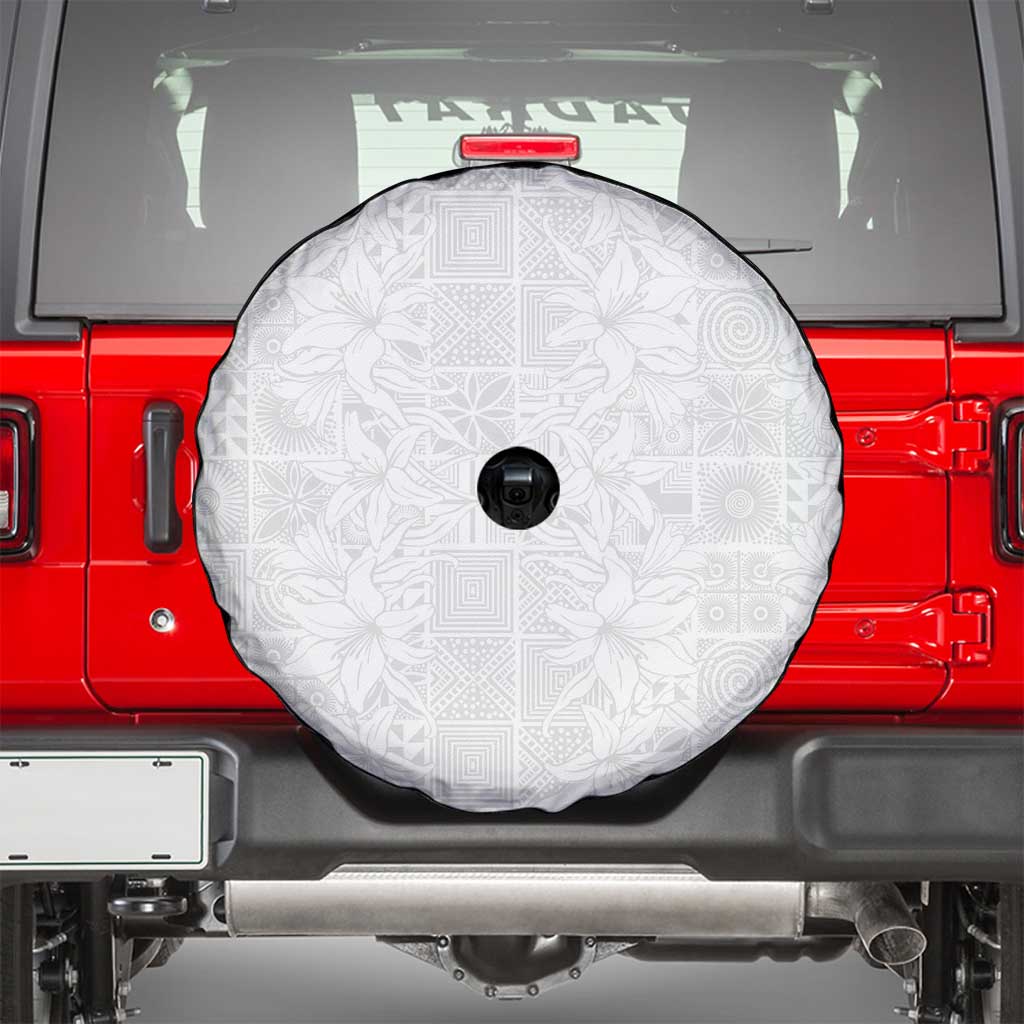 Nigeria Osun-Osogbo Festival Spare Tire Cover White Lily Lei With Yoruba Pattern LT15