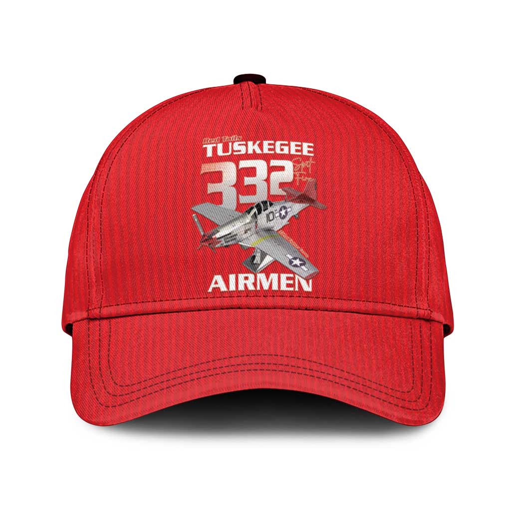 Tuskegee Red Tails Airmen Classic Cap P-51 Mustang 332nd Fighter Group - Red LT15