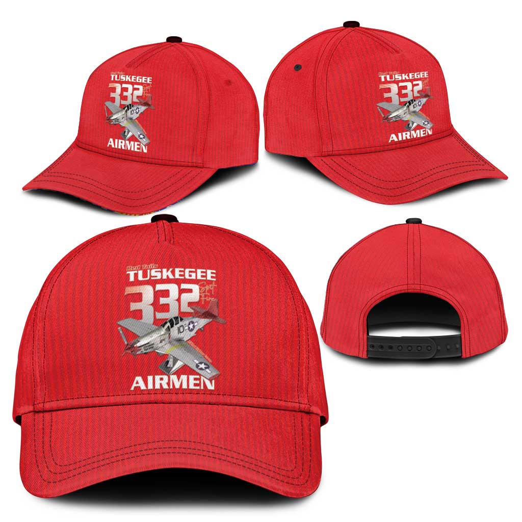Tuskegee Red Tails Airmen Classic Cap P-51 Mustang 332nd Fighter Group - Red LT15