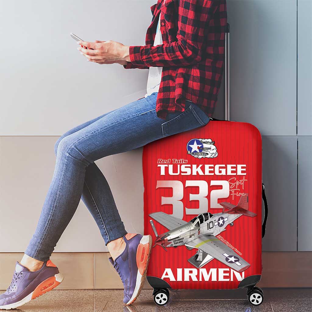 Tuskegee Red Tails Airmen Luggage Cover P-51 Mustang 332nd Fighter Group - Red LT15