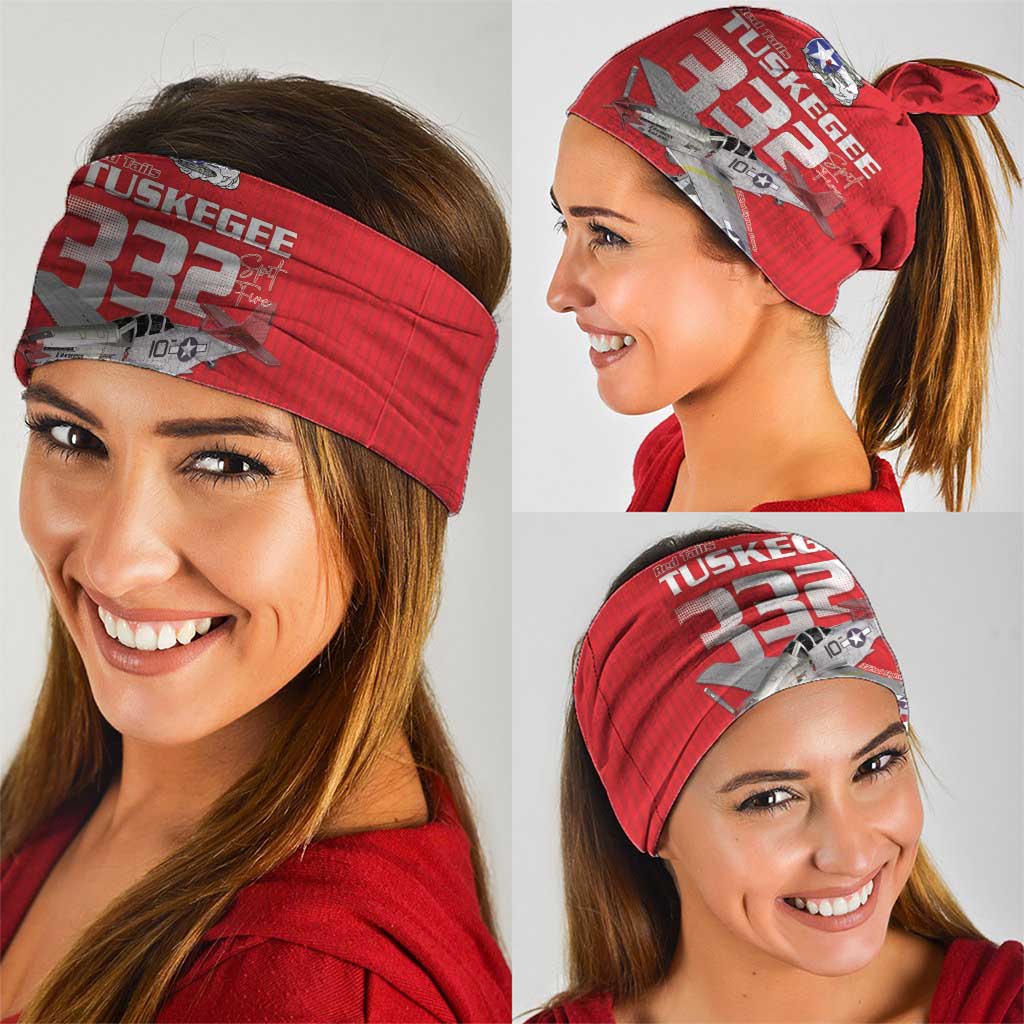 Tuskegee Red Tails Airmen Neck Gaiter P-51 Mustang 332nd Fighter Group - Red LT15