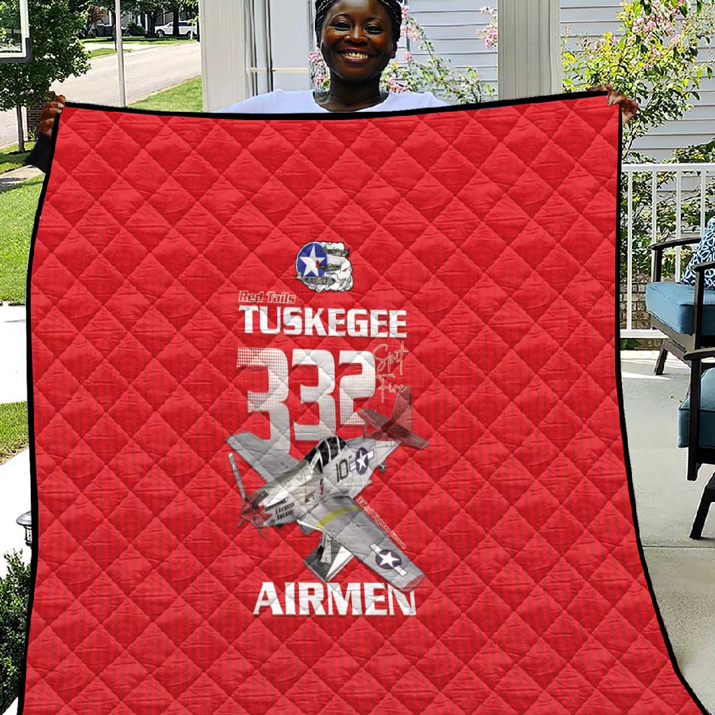 Tuskegee Red Tails Airmen Quilt 332nd Fighter Group - Red LT15