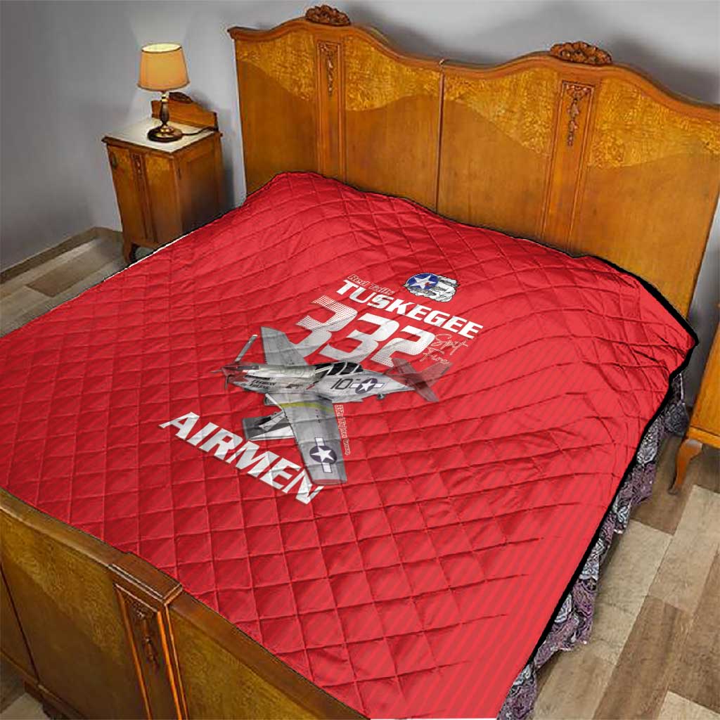 Tuskegee Red Tails Airmen Quilt 332nd Fighter Group - Red LT15