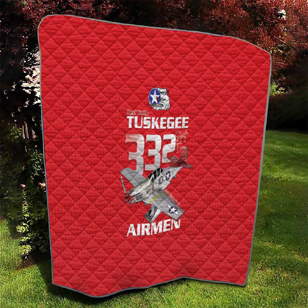 Tuskegee Red Tails Airmen Quilt 332nd Fighter Group - Red LT15
