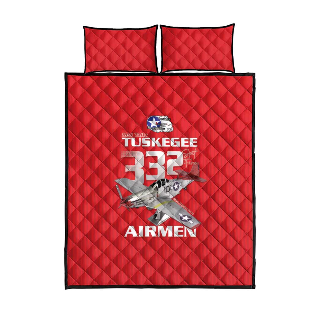 Tuskegee Red Tails Airmen Quilt Bed Set 332nd Fighter Group - Red LT15