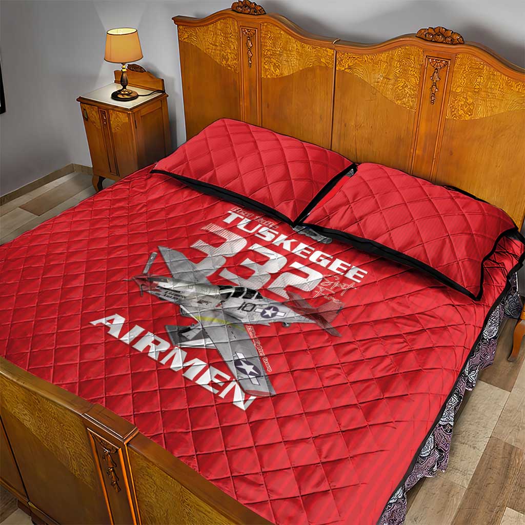 Tuskegee Red Tails Airmen Quilt Bed Set 332nd Fighter Group - Red LT15