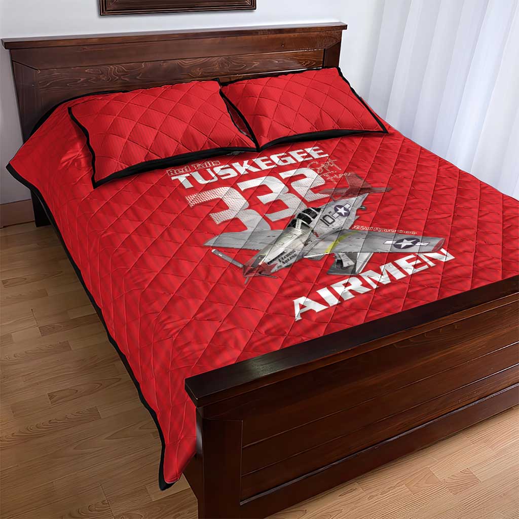 Tuskegee Red Tails Airmen Quilt Bed Set 332nd Fighter Group - Red LT15