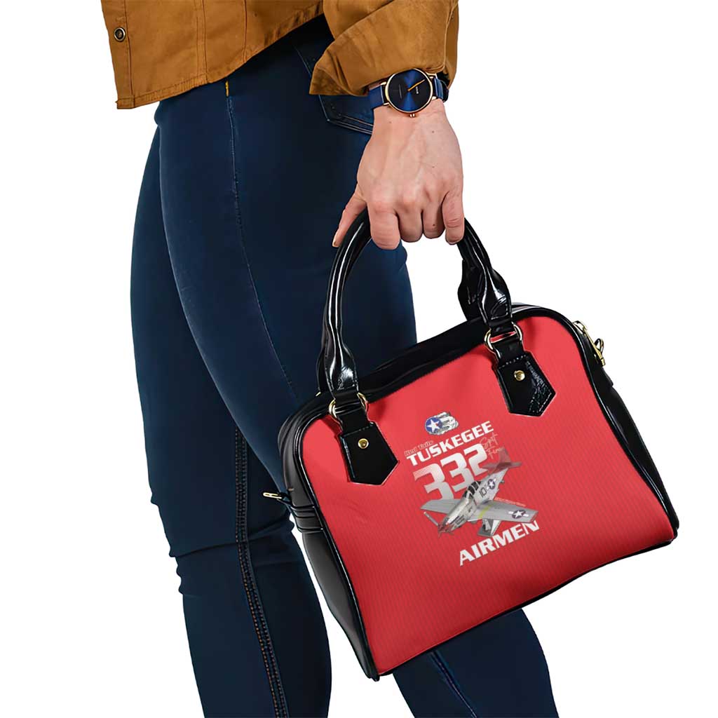 Tuskegee Red Tails Airmen Shoulder Handbag P-51 Mustang 332nd Fighter Group - Red LT15