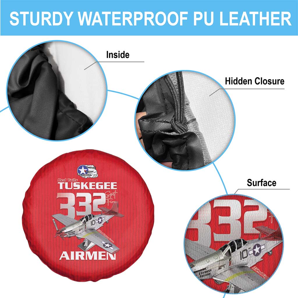 Tuskegee Red Tails Airmen Spare Tire Cover P-51 Mustang 332nd Fighter Group - Red LT15