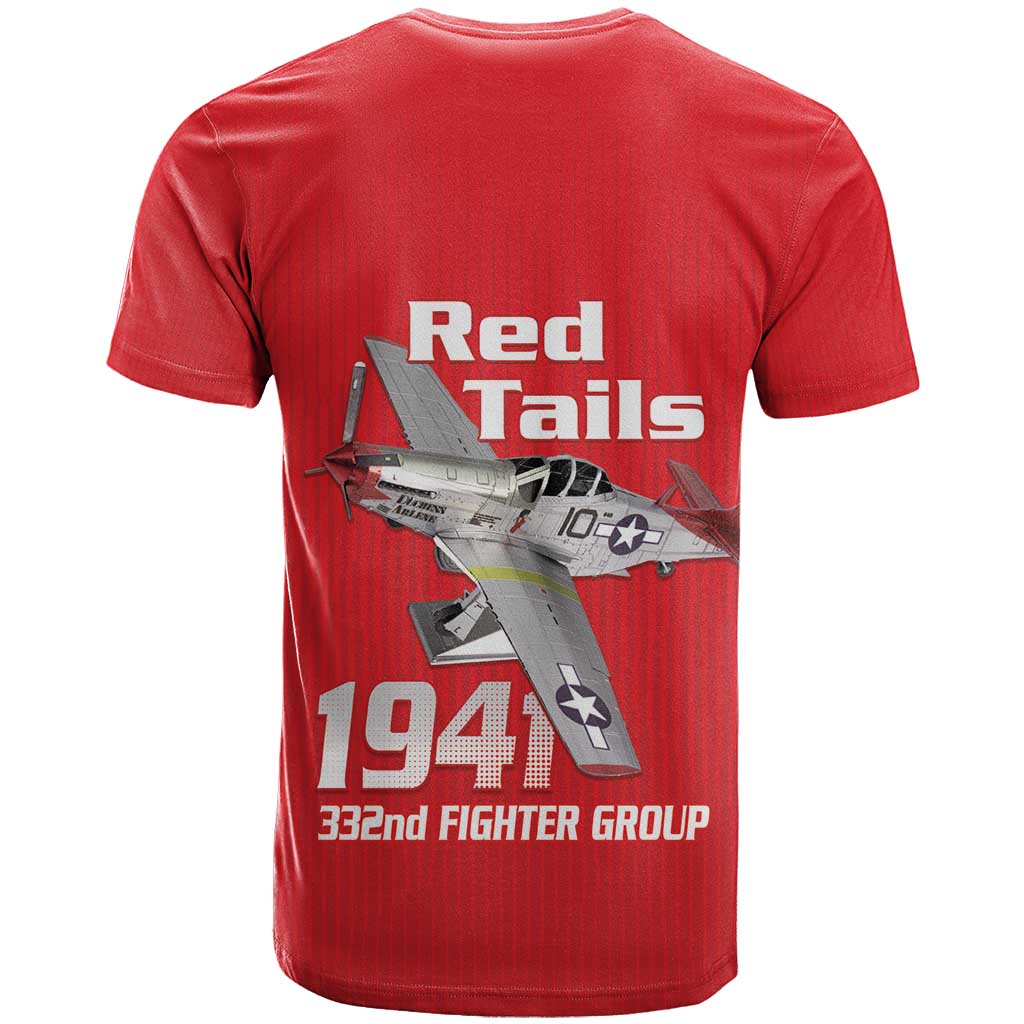 Tuskegee Red Tails Airmen T shirt 332nd Fighter Group - Red LT15