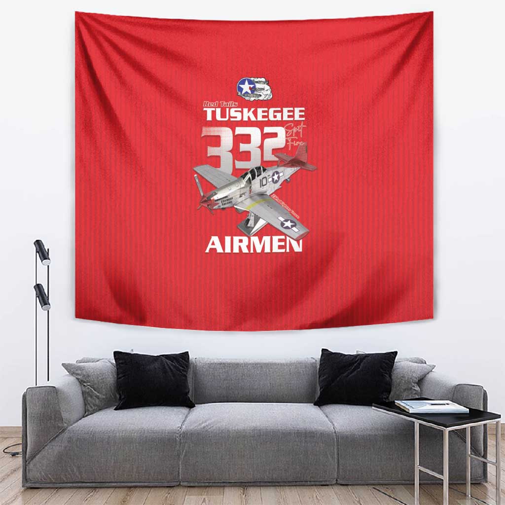 Tuskegee Red Tails Airmen Tapestry 332nd Fighter Group - Red LT15