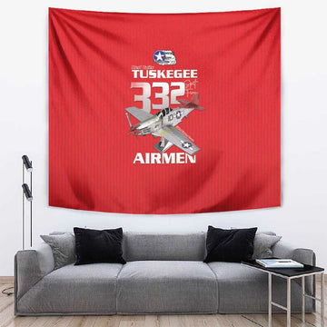 Tuskegee Red Tails Airmen Tapestry 332nd Fighter Group - Red LT15