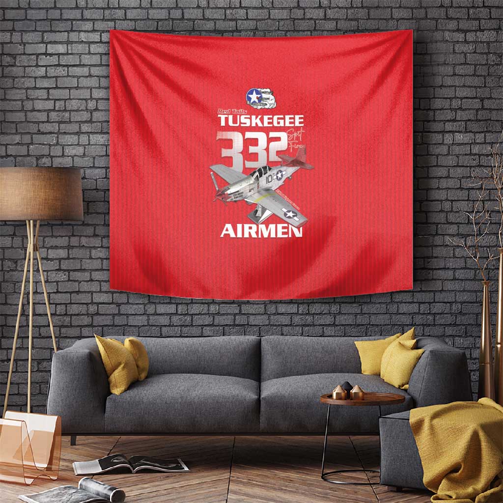 Tuskegee Red Tails Airmen Tapestry 332nd Fighter Group - Red LT15