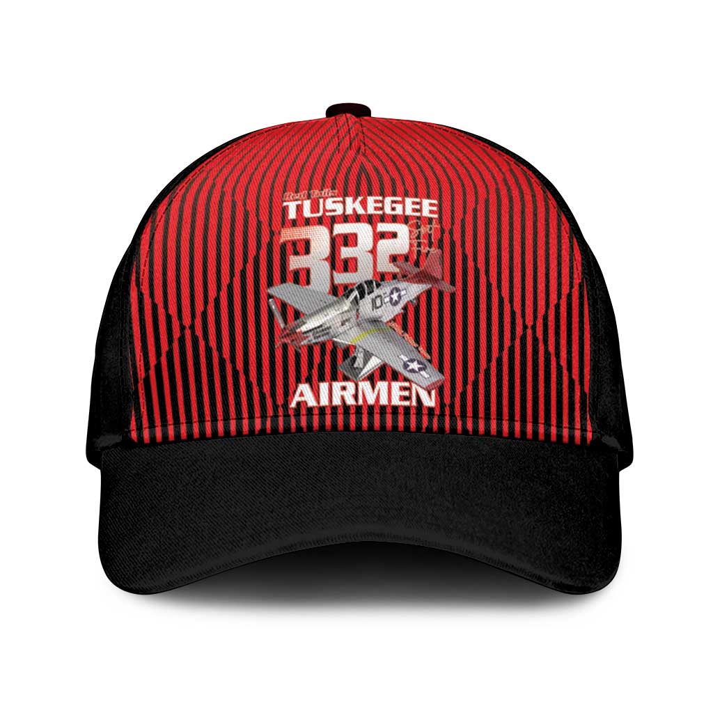 Tuskegee Red Tails Airmen Classic Cap P-51 Mustang 332nd Fighter Group - Black Red LT15