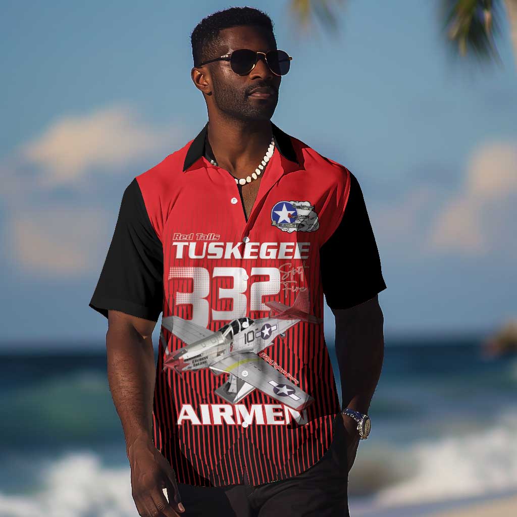 Tuskegee Red Tails Airmen Hawaiian Shirt 332nd Fighter Group - Black Red LT15