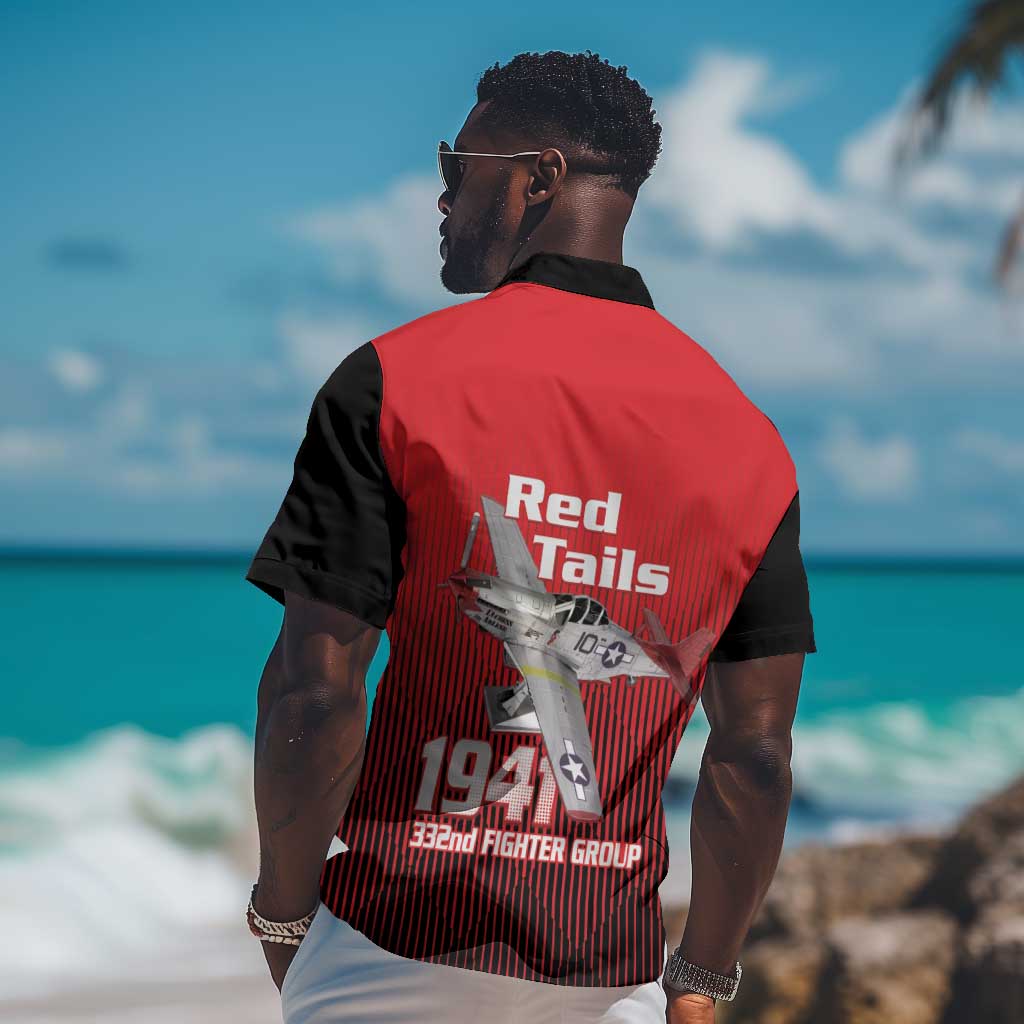 Tuskegee Red Tails Airmen Hawaiian Shirt 332nd Fighter Group - Black Red LT15