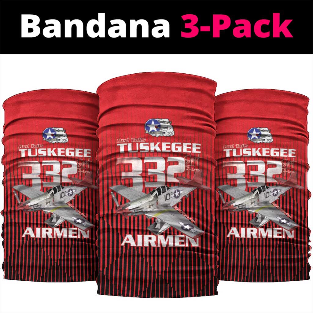 Tuskegee Red Tails Airmen Neck Gaiter P-51 Mustang 332nd Fighter Group - Black Red LT15