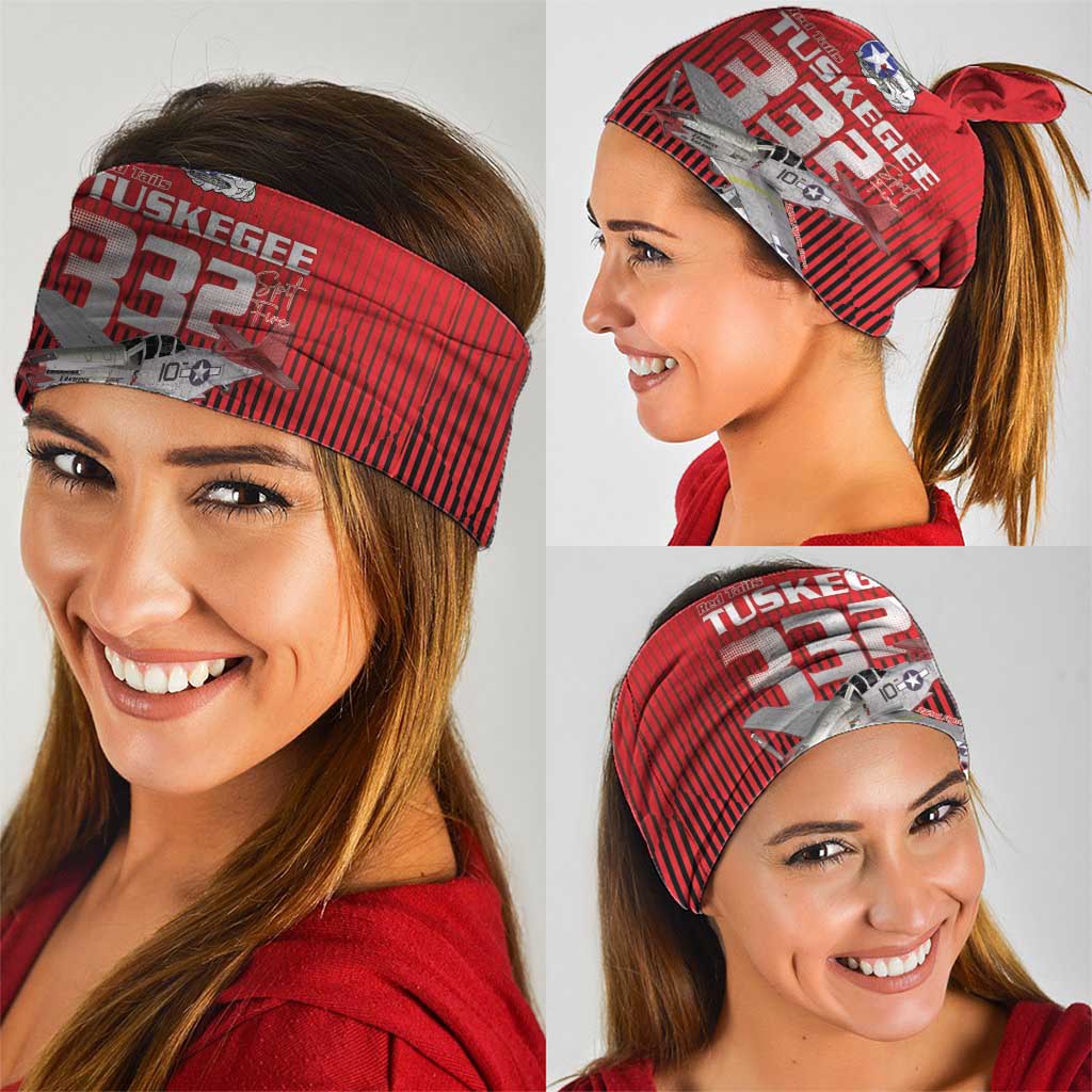 Tuskegee Red Tails Airmen Neck Gaiter P-51 Mustang 332nd Fighter Group - Black Red LT15