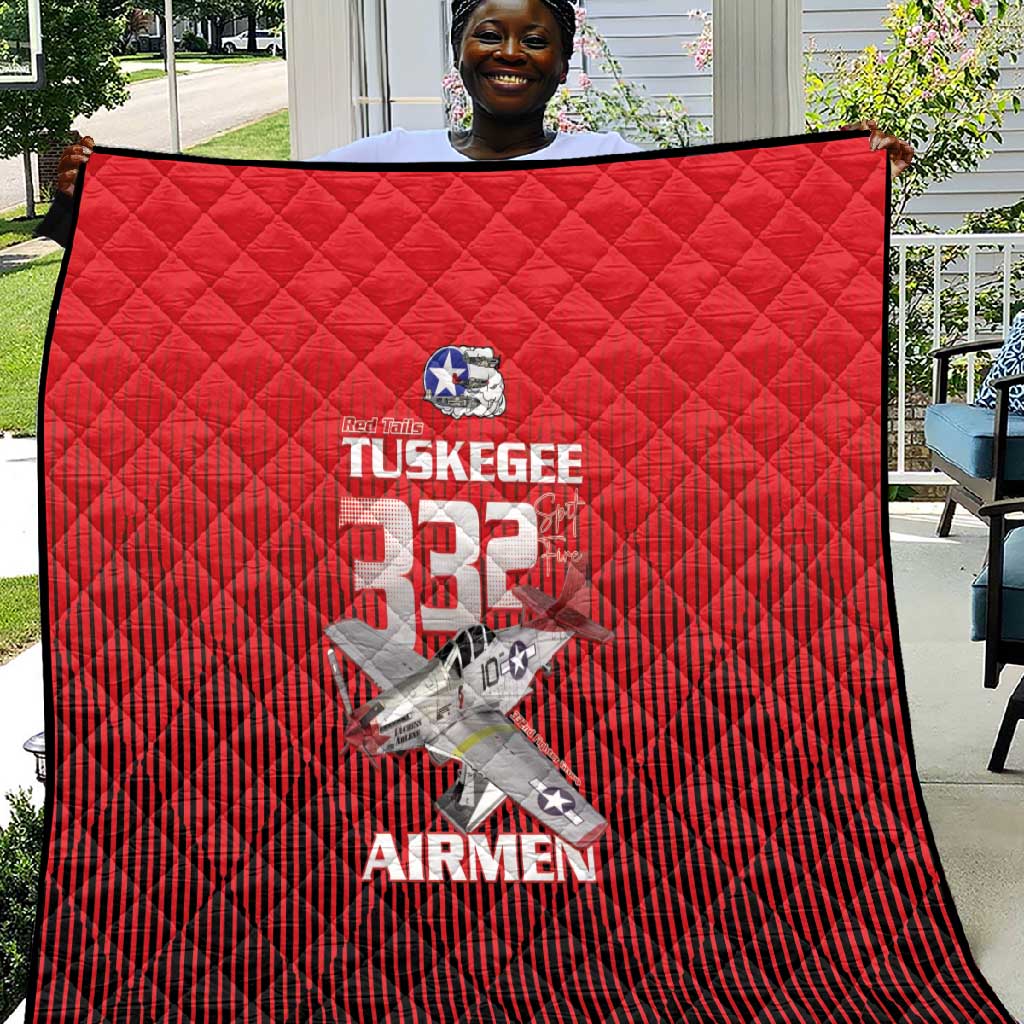 Tuskegee Red Tails Airmen Quilt 332nd Fighter Group - Black Red LT15