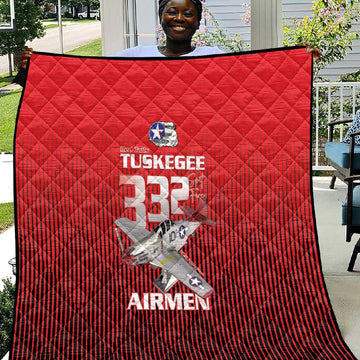 Tuskegee Red Tails Airmen Quilt 332nd Fighter Group - Black Red LT15