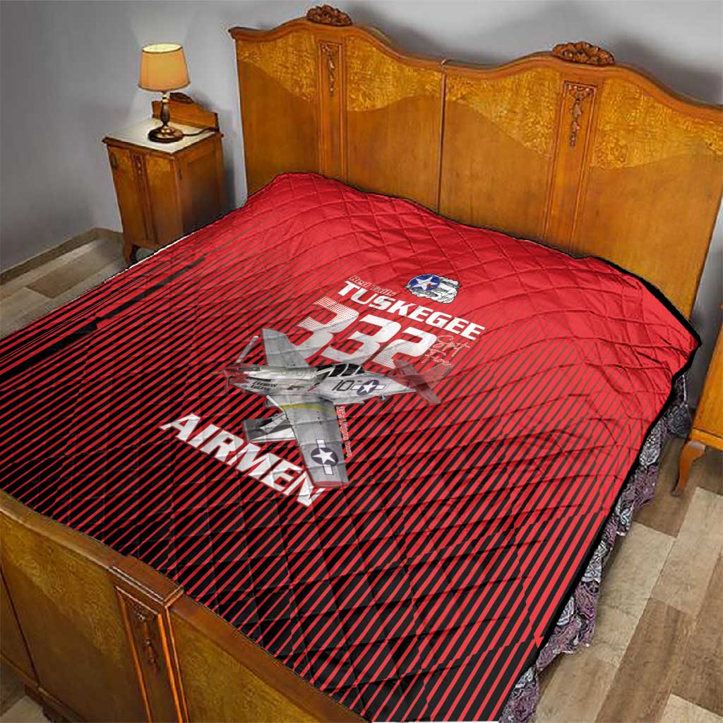 Tuskegee Red Tails Airmen Quilt 332nd Fighter Group - Black Red LT15